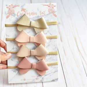 California Tot Baby Bow Soft & Stretchy Nylon Headbands Set (Lola Set of 4)